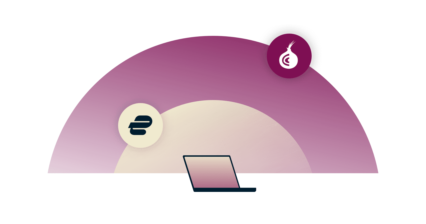 VPN tarafından korunan bir dizüstü bilgisayar ve üstünde Tor.