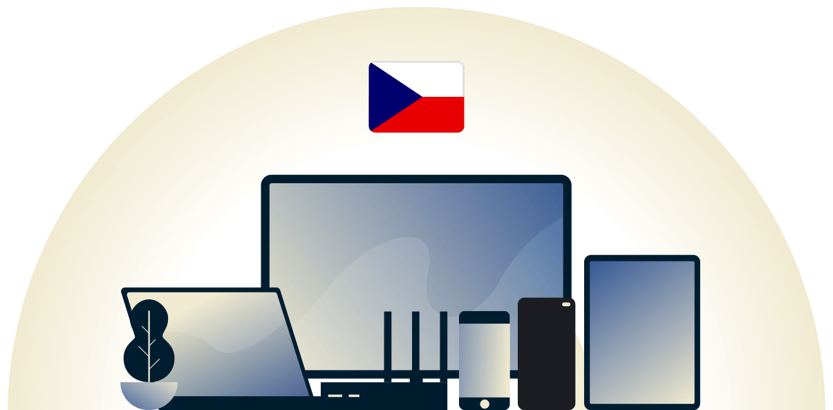 VPN de la República Checa protegiendo diversos dispositivos.